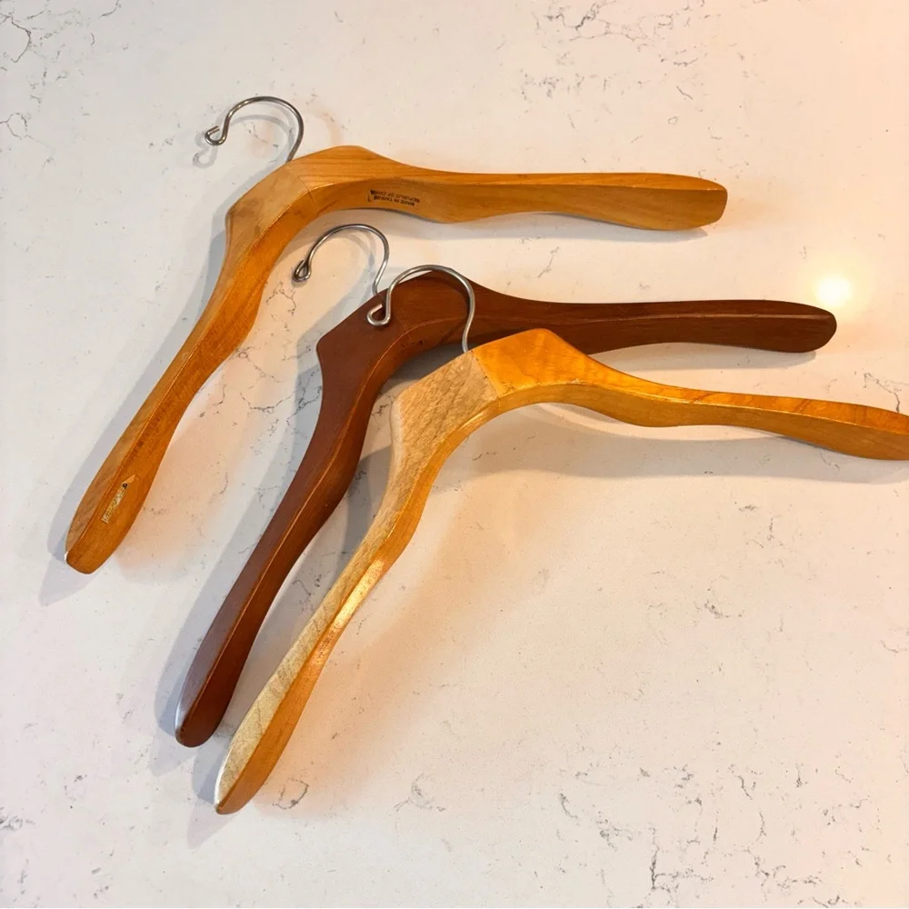 3 Vintage Wood Coat Hangers